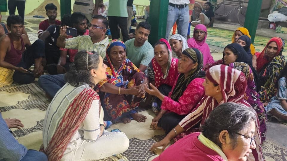 TMC leaders sit on dharna against power cuts in Delhi's Jai Hind Camp