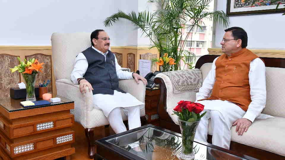 CM Dhami meet Union Health Minister JP Nadda discussed many topics including air ambulance and Heli Seva