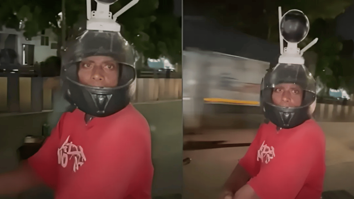 Indore News: Raju Painter installs CCTV on helmet