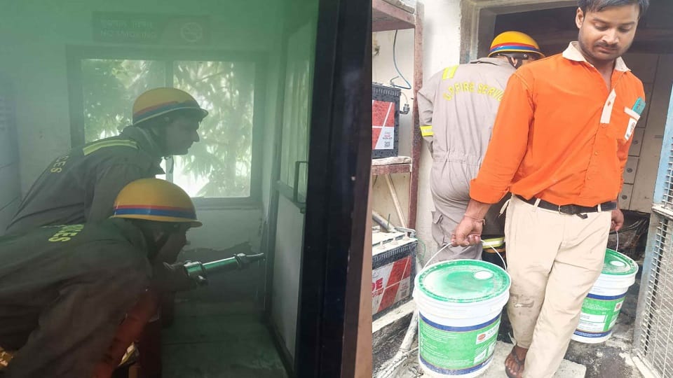 Fire broke out in electrical panel of petrol pump