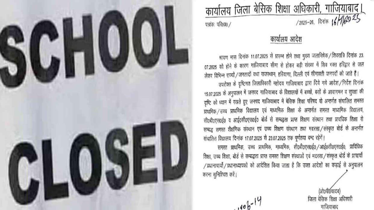 holiday in Ghaziabad from 17th to 23rd July Due to Kanwar Yatra