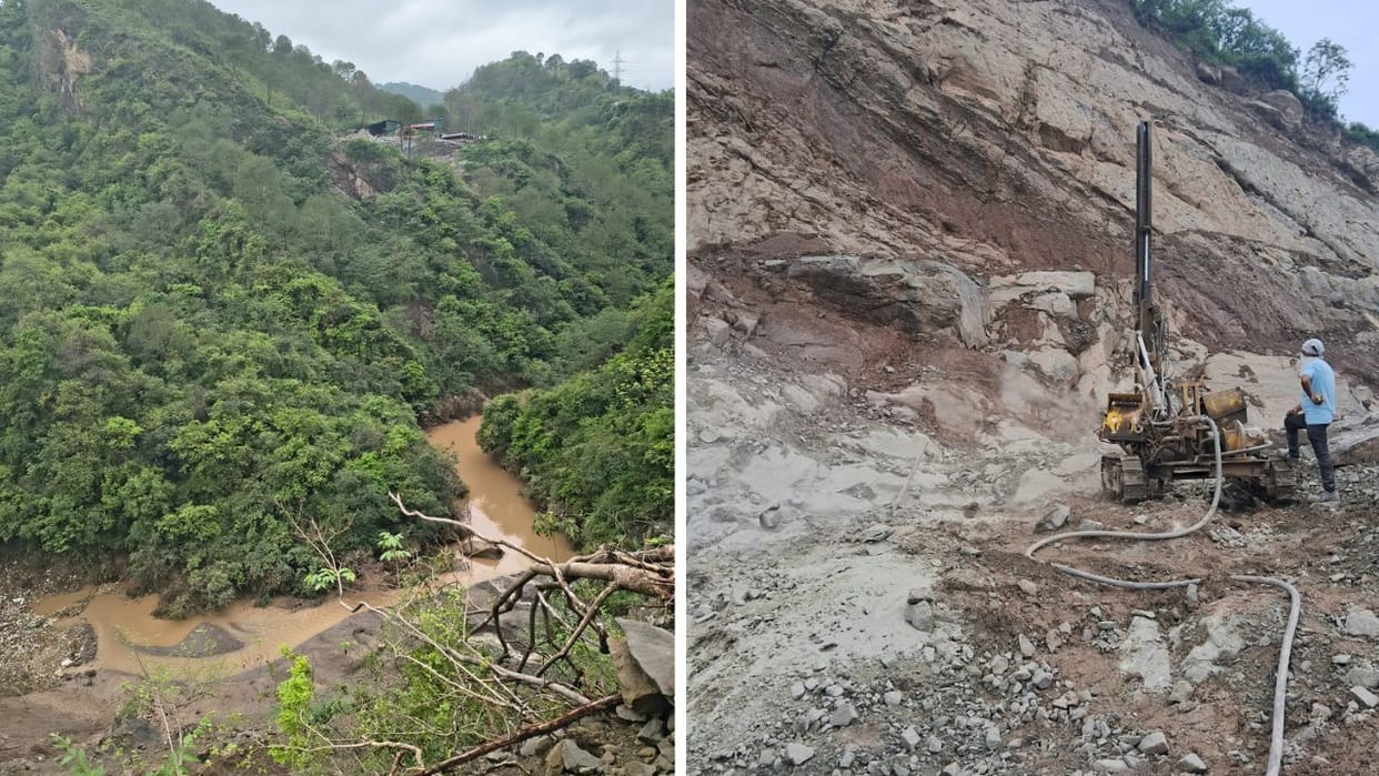 Himachal Masyana hill trembled due to blasting flow of ravine water stopped due to dumping in Kunah