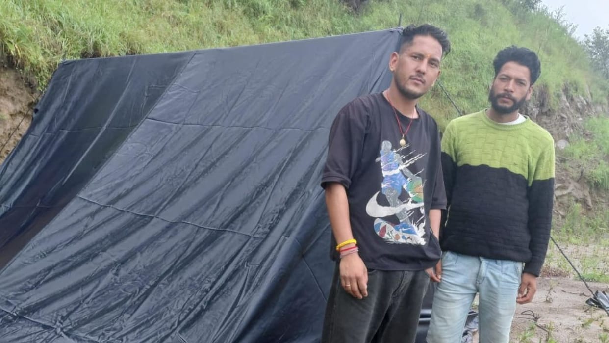 mandi rain landslide Kalang village sinking people have set up tents in fields 2 km away from their homes