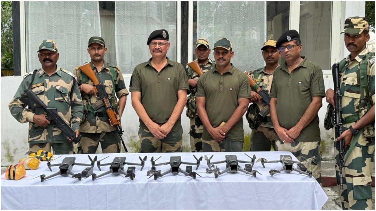 BSF Jawans shot down six Pakistani narco drones in one night on Amritsar border 4 packets of heroin recovered