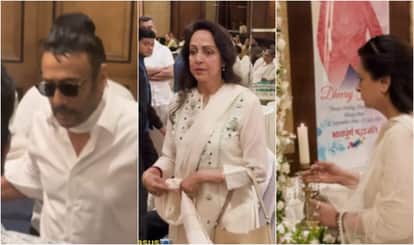 dheeraj kumar prayer meet hema malini poonam dhillon paid tribute at juhu hall