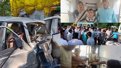 Student and Teacher died in a school van accident on Gajraula road in Amroha See photos