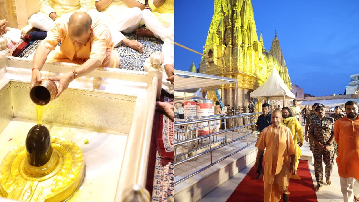 CM Yogi Adityanath inspected Kashi Vishwanath Corridor and took stock of facilities for devotees