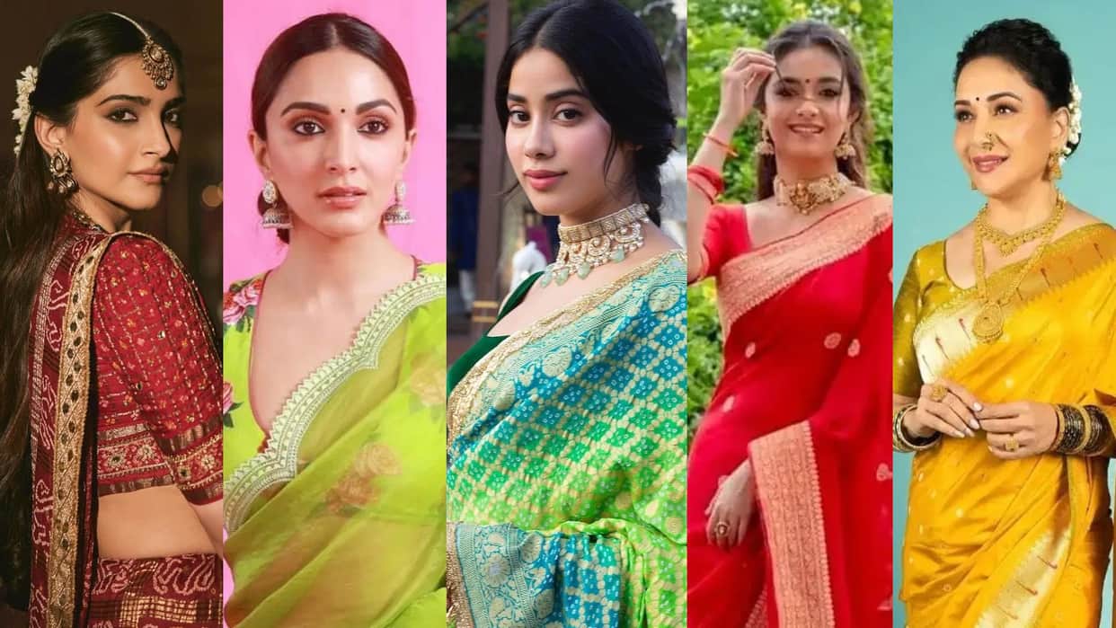sawan 2025 trendy saree look inspired by Bollywood and TV actress