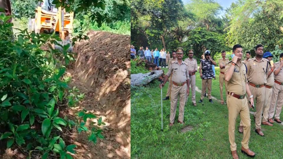 government land cleared by running bulldozer on shrine In Barabanki police team was present