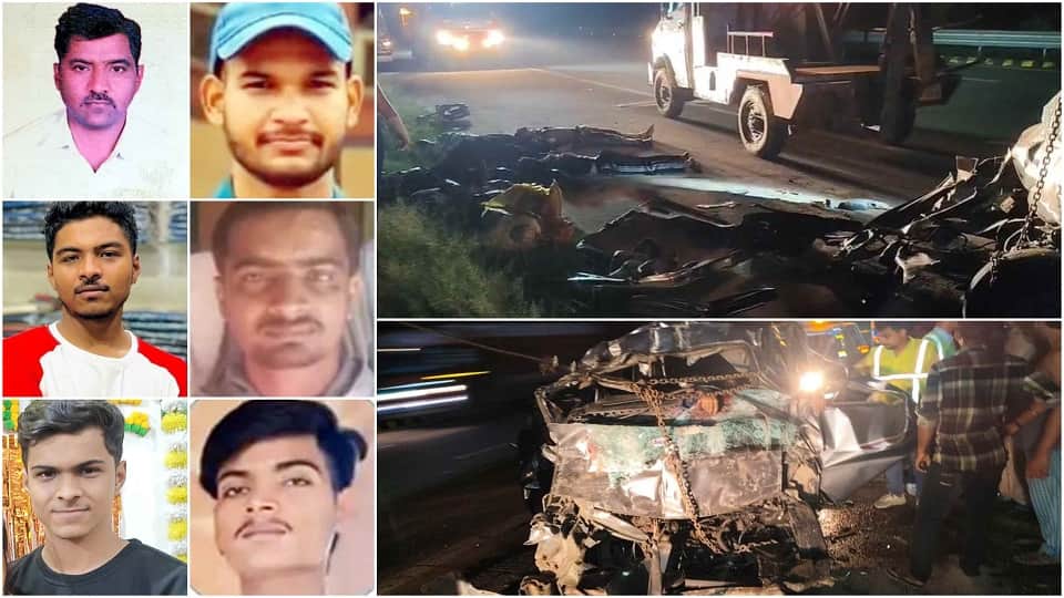 Yamuna Expressway Horrible accident six dead including Father and two sons corpses were scattered on the road