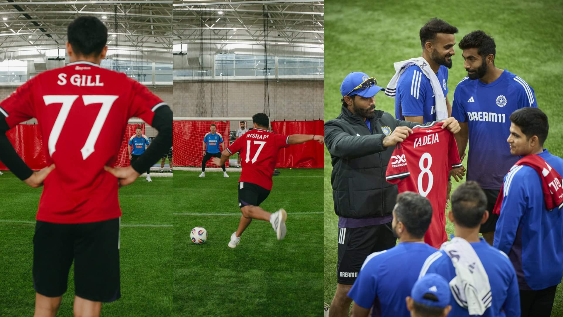 ind vs eng test 2025 Indian cricket team meets Manchester United footballers photos