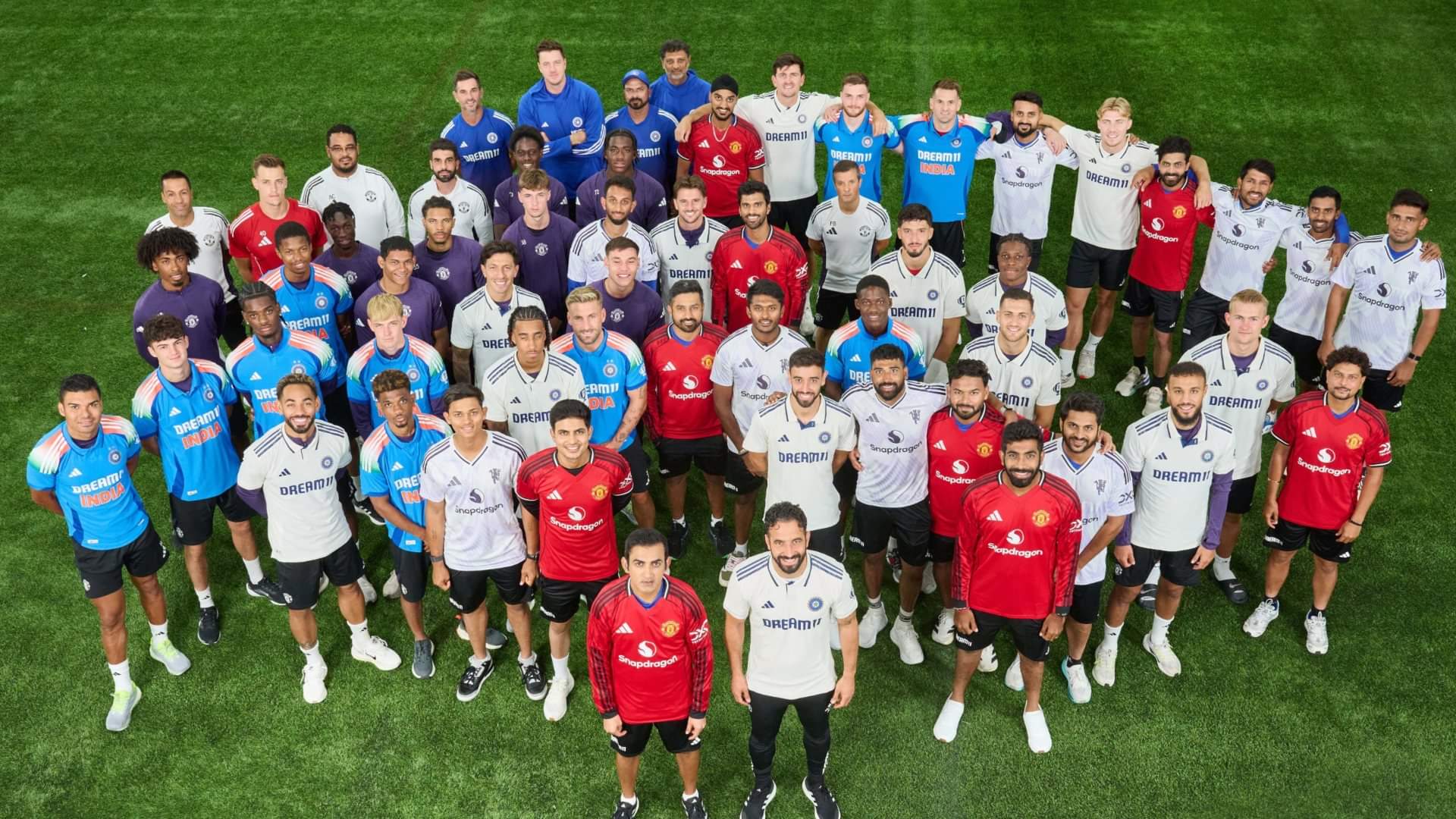 ind vs eng test 2025 Indian cricket team meets Manchester United footballers photos