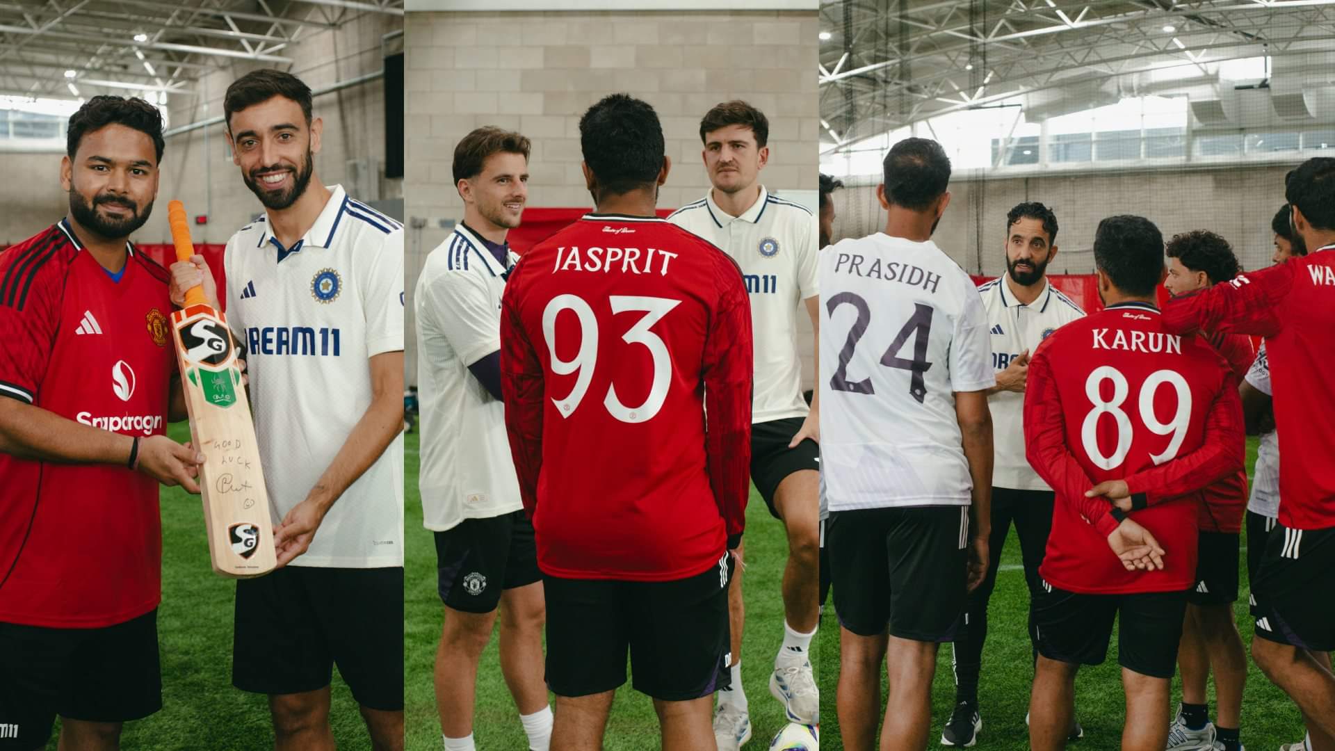 ind vs eng test 2025 Indian cricket team meets Manchester United footballers photos