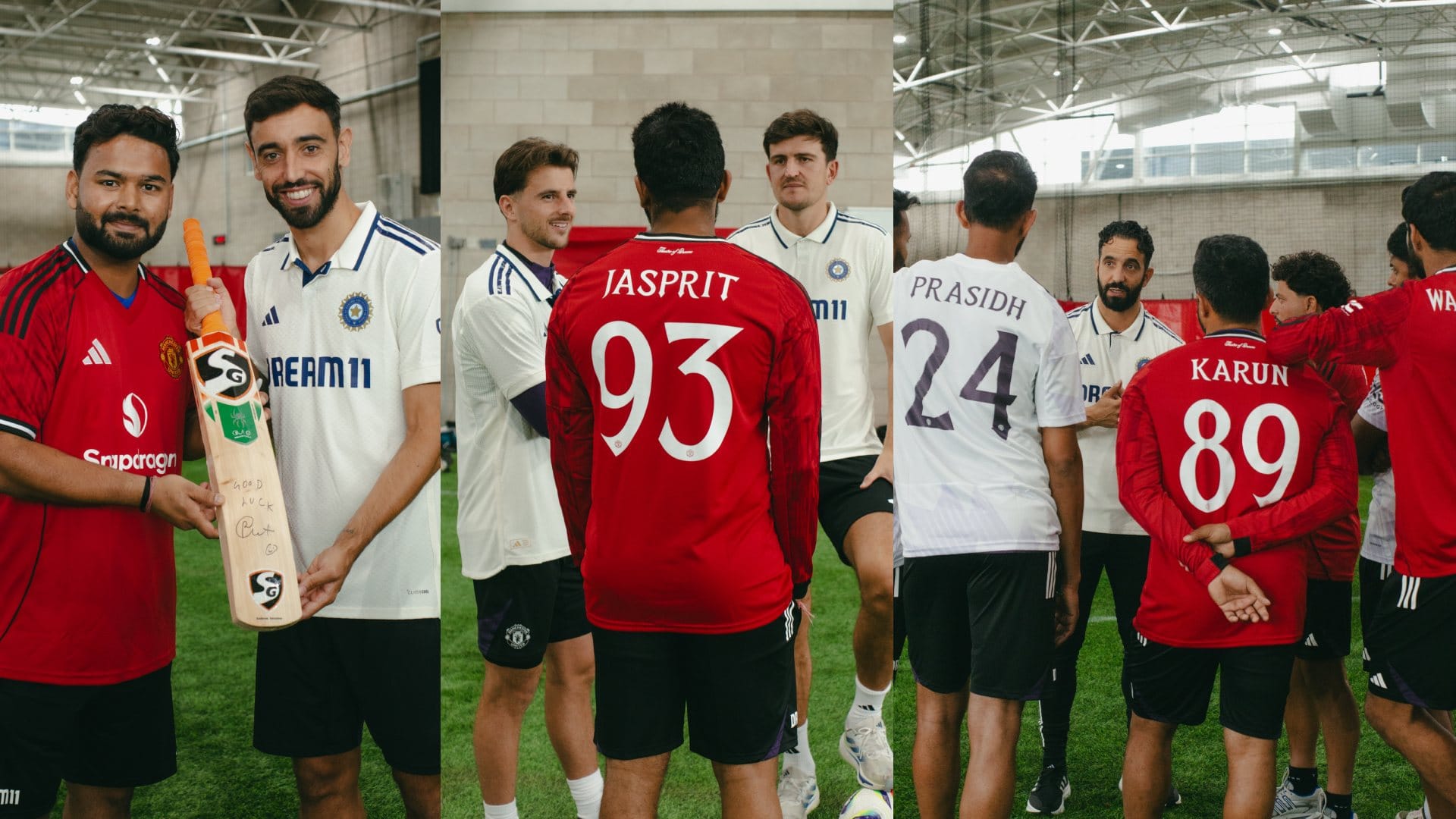 ind vs eng test 2025 Indian cricket team meets Manchester United footballers photos