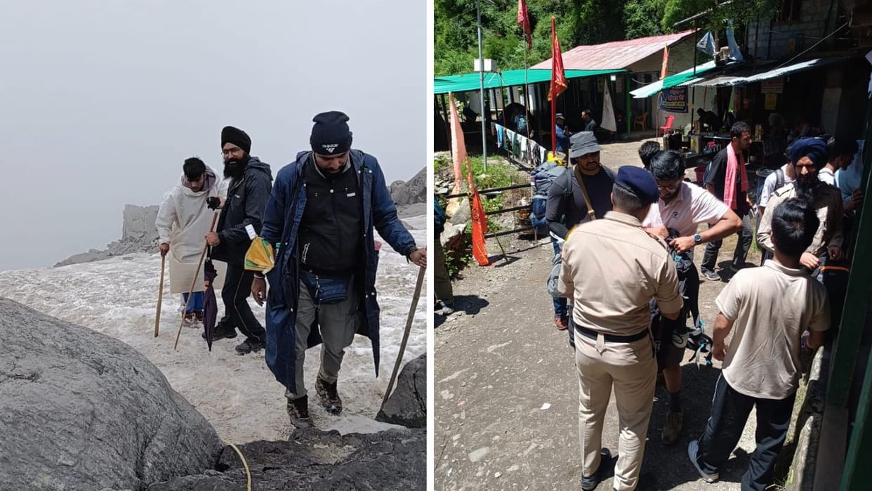 Shrikhand Mahadev Yatra two reserve battalions of police deployed helping people cross glaciers and streams