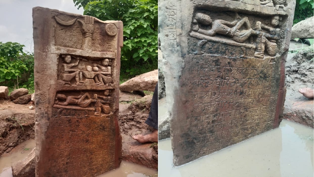 Ancient idols found near the temple pond in Mahroni Lalitpur