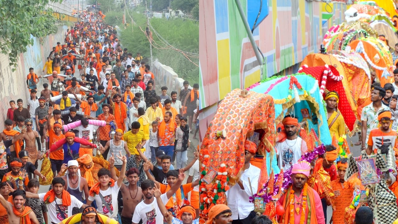 devotees lined up for Jalabhishek in Shiva temples in Bareilly