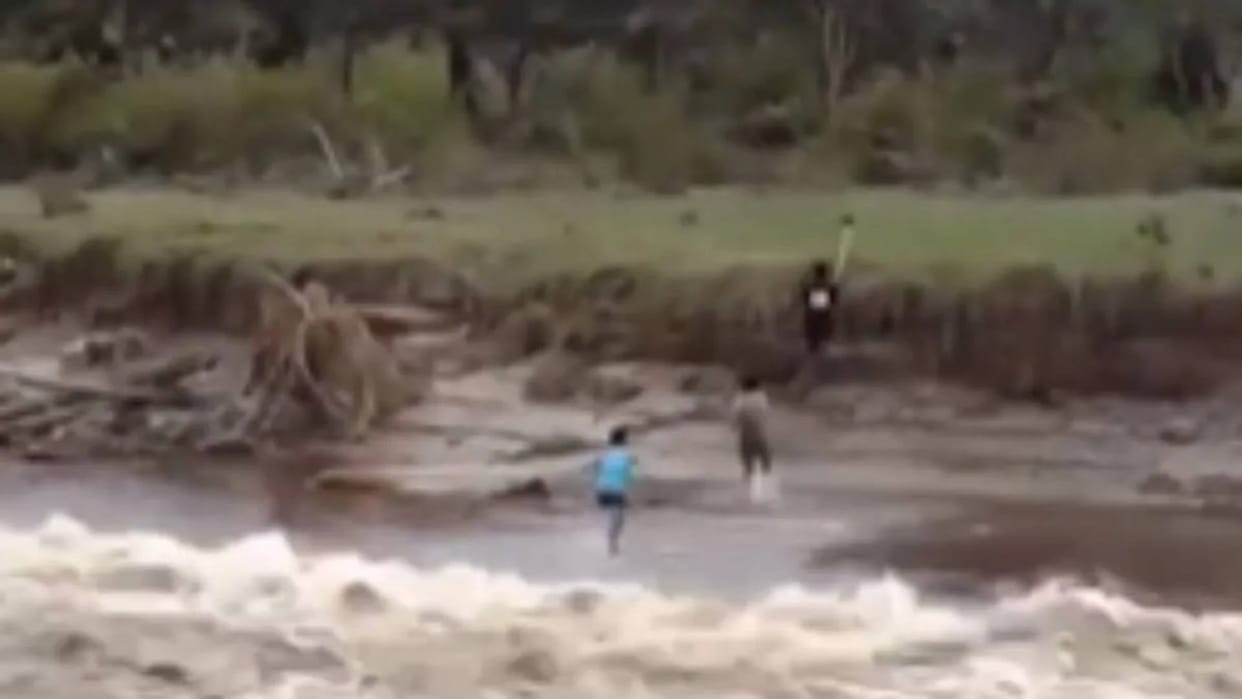 The boys were having fun even after seeing the flood coming Video goes Viral on Internet