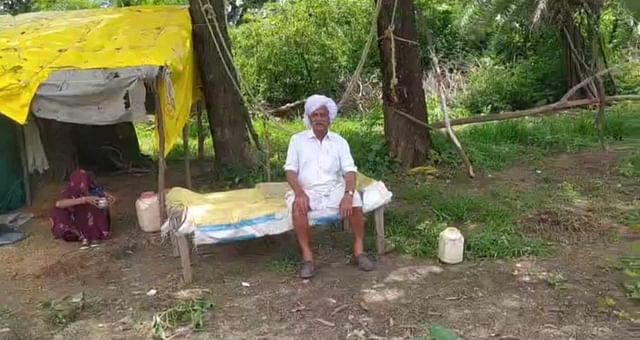 90 year old farmer ploughs field without tractor or bullocks
