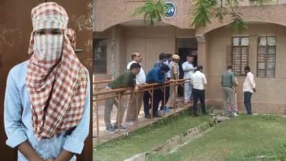 हॉस्टल के बाहर जुटे अधिकारी व स्कूल प्रबंधन के लोग