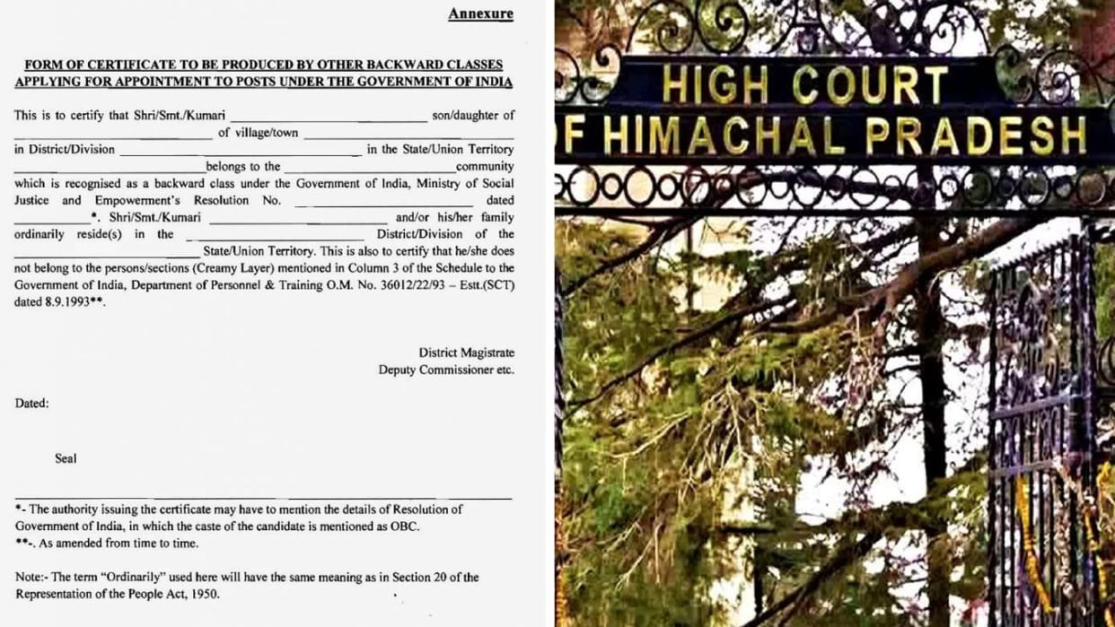 Himachal Pradesh High Court validity of OBC certificate will be for a financial year instead of one year