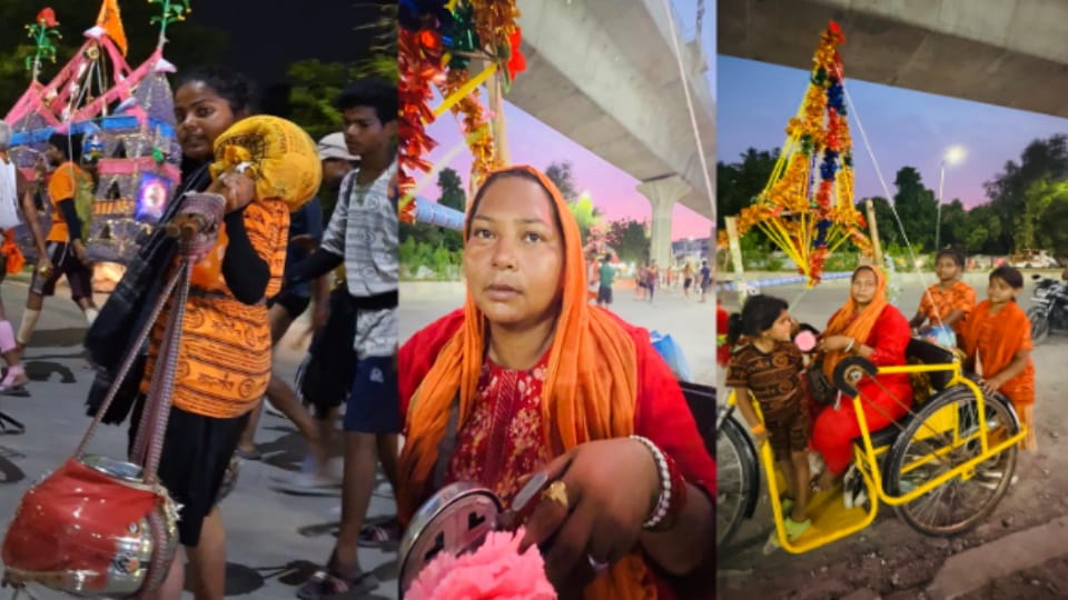Devotion Beyond Limits: Disabled Mother Brings 36th Kanwar with 3 Daughters, Aunt Carries 21L Holy Water with