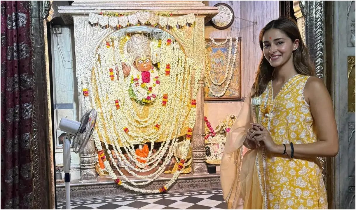 ananya panday visits kale hanuman temple after ahaan Panday saiyaara success jaipur shoot