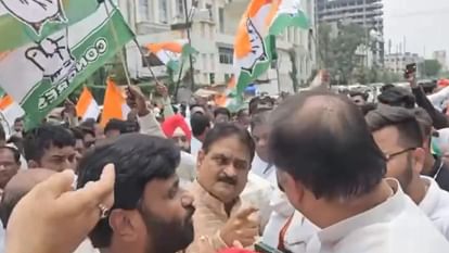 Congress worker clashed during economic blockade in CG: Sushil Shukla and Girish Dubey, BJP took a jibe