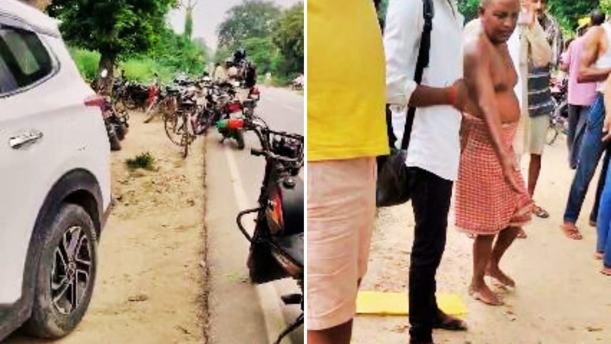 UP Accident news son crushed in front of father died incident happened in front of school