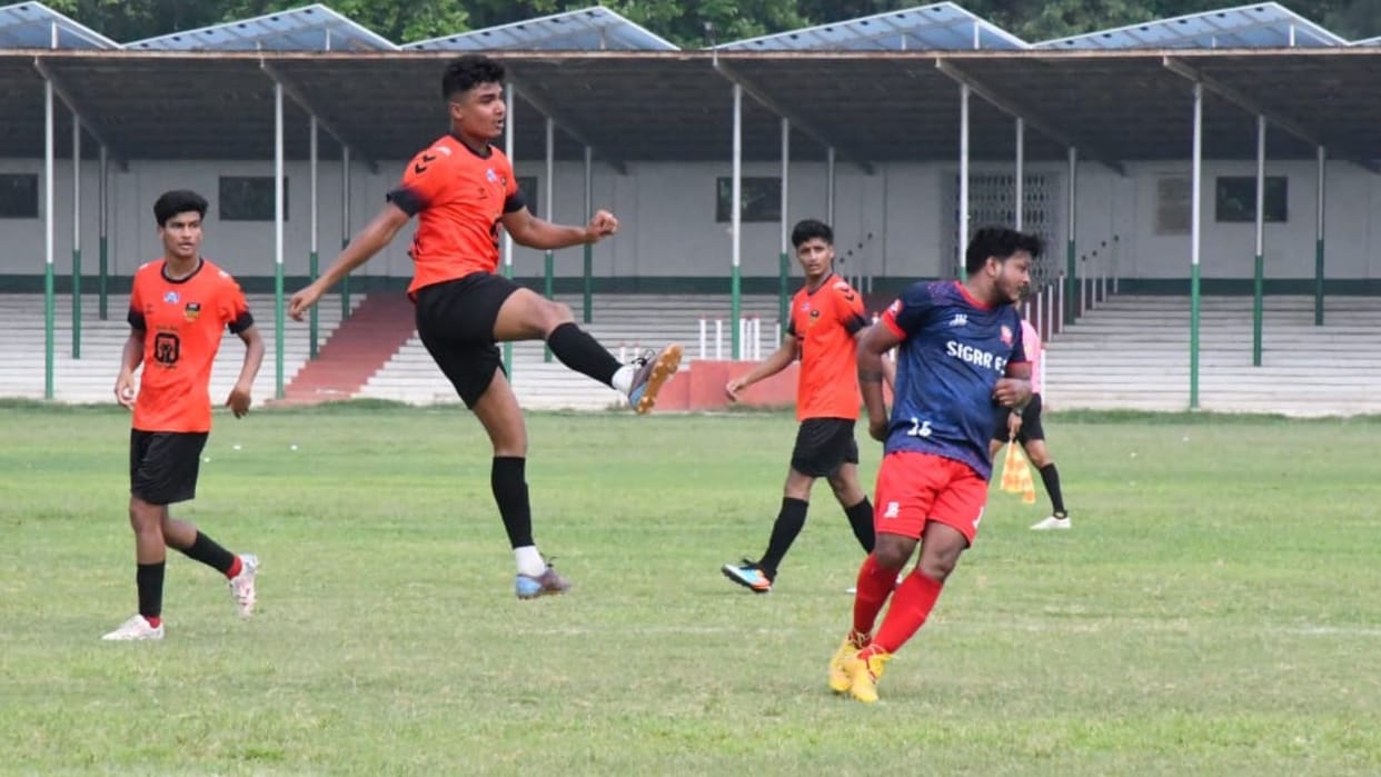 Sports News including football league at BHU amphitheatre football ground in varanasi
