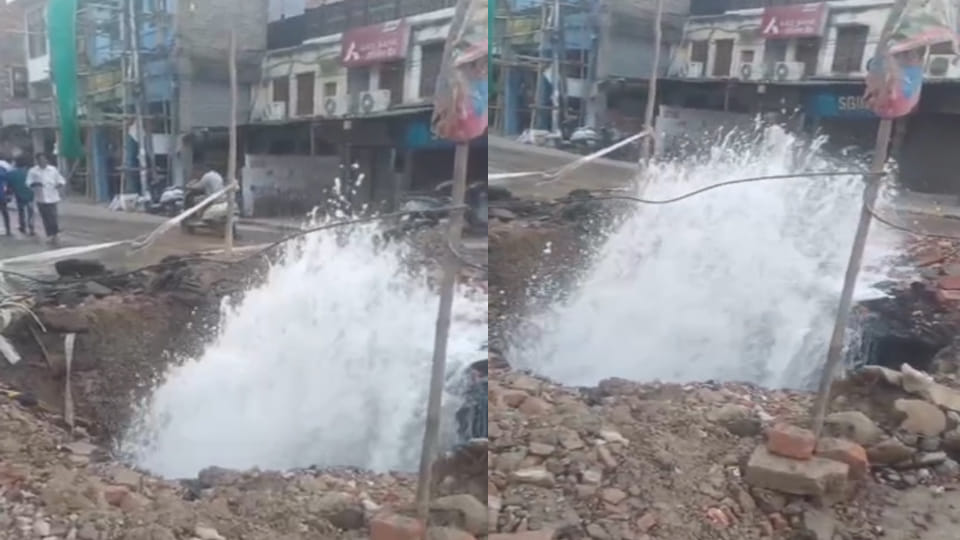 Kanpur: Pipeline broken in Anand Bagh, lakhs of liters of water flowed like a fountain