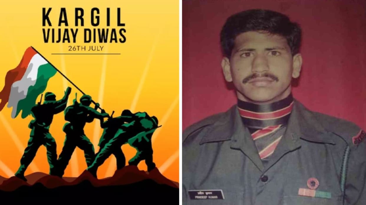 Kargil Vijay Diwas Inspired by martyr Pradeep Kumar 12 youths of Pandal of Ramshahr guarding the border