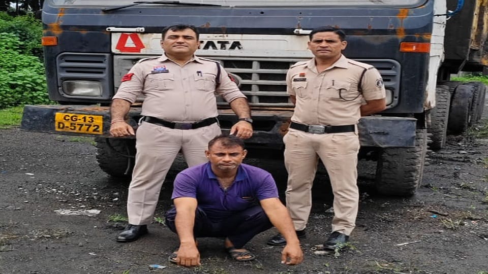 He was driving his vehicle using his neighbour trailer number police sent the accused to jail in Raigarh