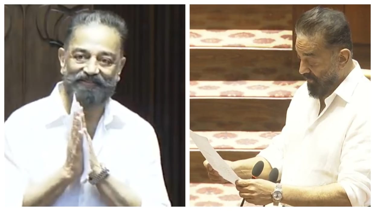 Kamal Haasan sworn in as Rajya Sabha MP and takes oath