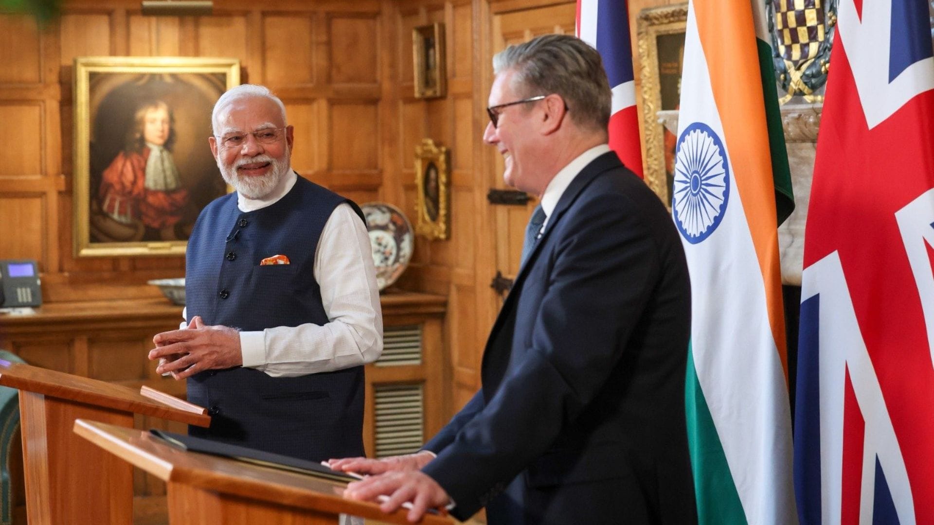 PM Narendra Modi UK visit Meeting with Keir Starmer FTA Terrorism London Update View photo