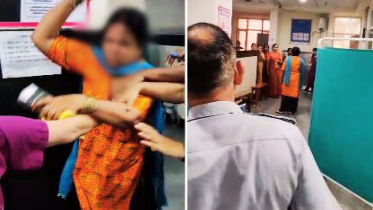 scuffle between caretaker and nursing staff in the labor room of BHU hospital woman said break your face