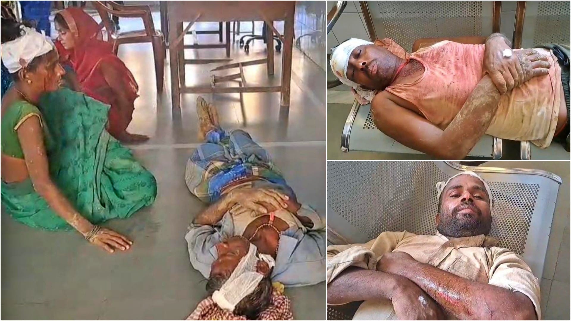 अस्पताल में इलाज कराने पहुंचे घायल लोग