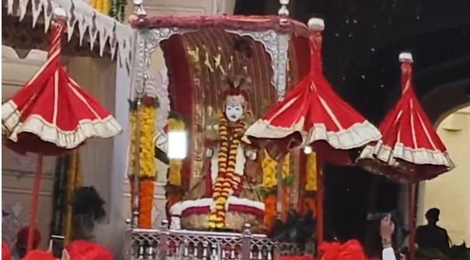 Teej Mata royal procession in Jaipur for the first time a grand Mahaarati was held at Choti Chaupad