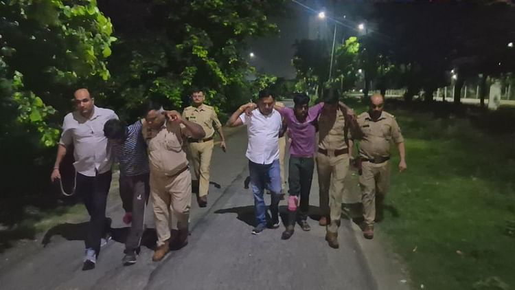 ग्रेटर नोएडा में मुठभेड़: टायर चोरी करने वाले चार बदमाश गिरफ्तार, दो को लगी गोली; तमंचा समेत अन्य सामान बरामद