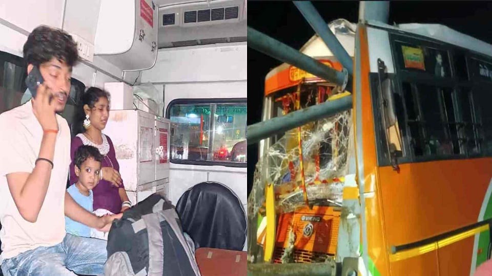 Roadways bus collided with pole six passengers including child injured
