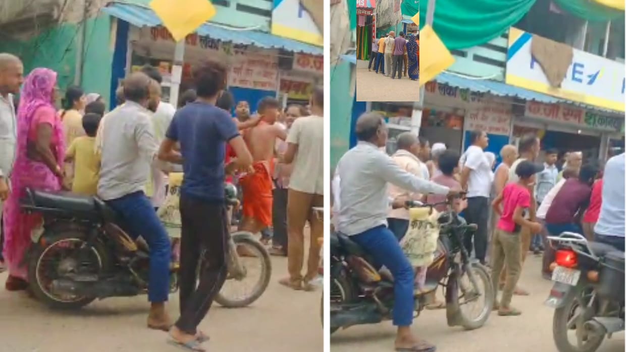 Kanwadia surrounded and beaten in front of religious place saffron clothes also torn in varanasi