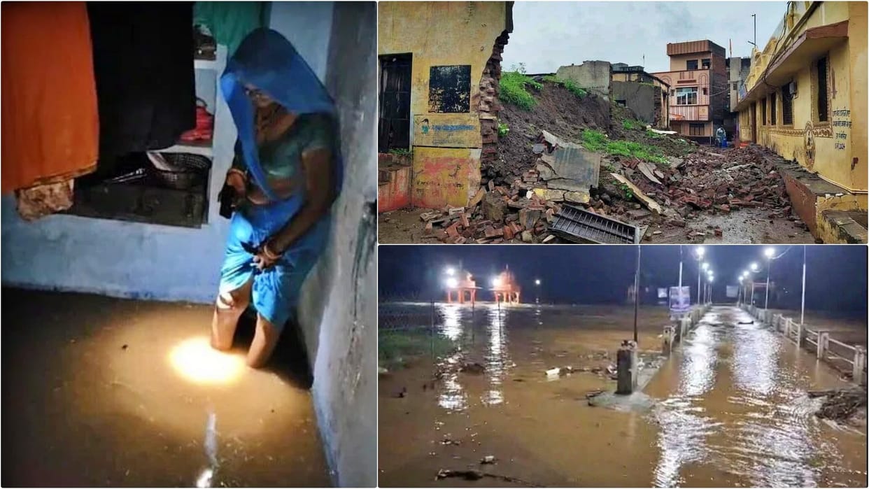 Mandasaur: Rivers and streams overflowing due to torrential rains water entered houses school walls collapsed