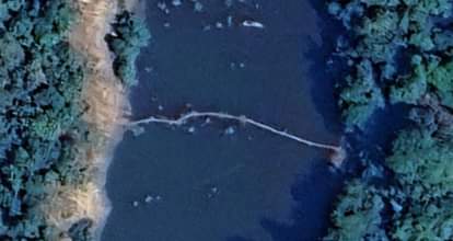 गूगल मैप में दिखा अस्थाई लकड़ी के पुल का नजारा