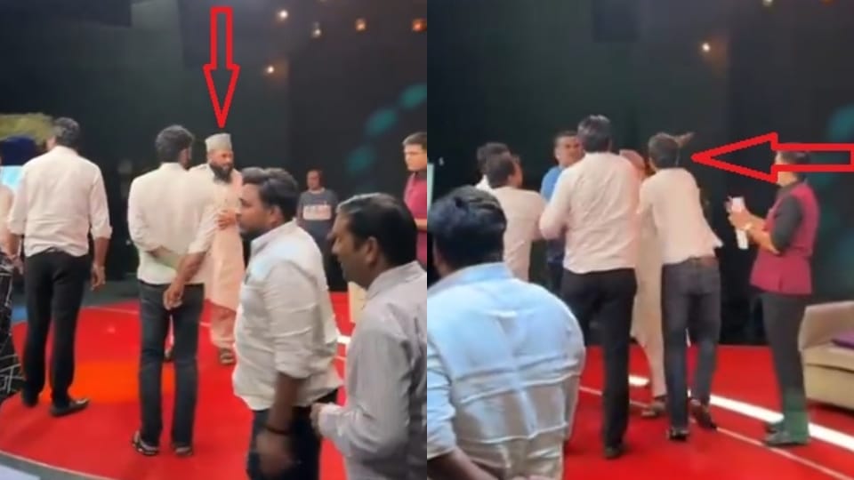 Maulana Sajid Rashidi slapped by SP worker in news studio they angry with comment on Dimple Yadav