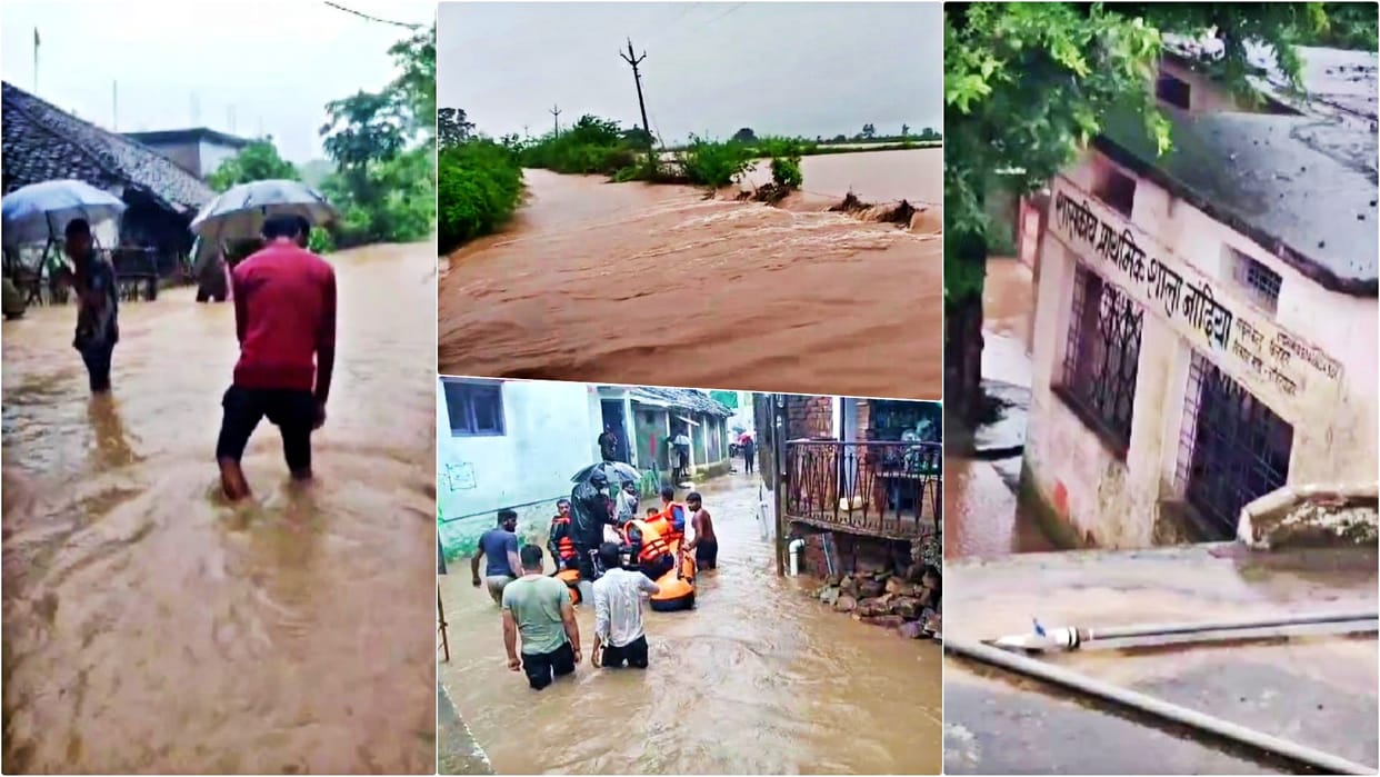 Narsinghpur torrential rains, Khamaria Braj submerged; Richhai Dam overflows, many villages lost connectivity
