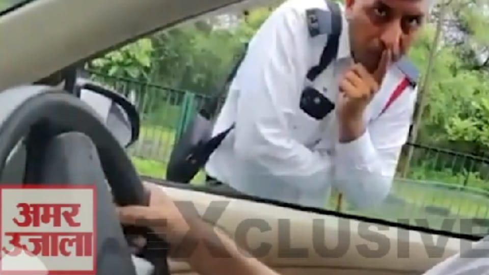 Chandigarh Traffic Police constable suspended demanded 500 rupees for not issuing challan viral Video