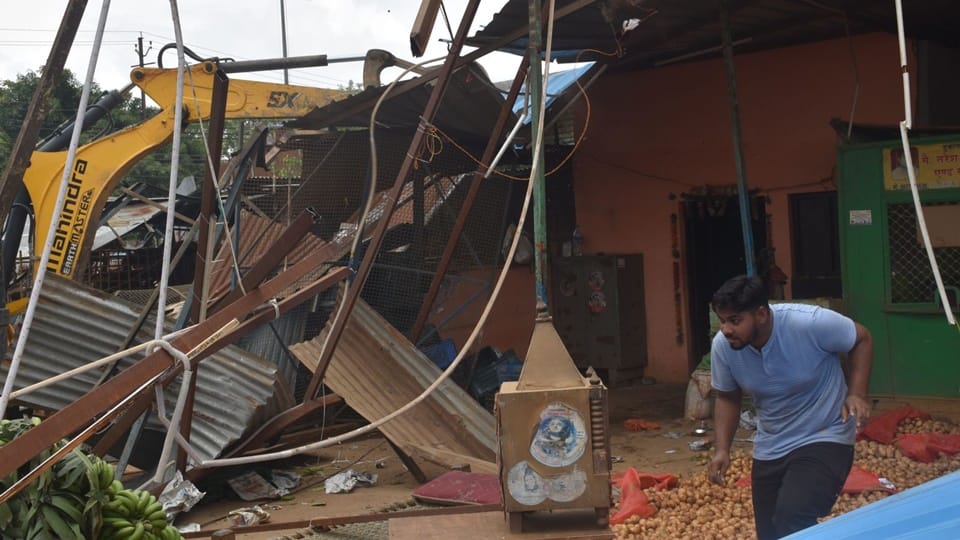 Bulldozer Action in Moradabad Mandi Over 100 Illegal Structures Demolished Amid Protest and Chaos