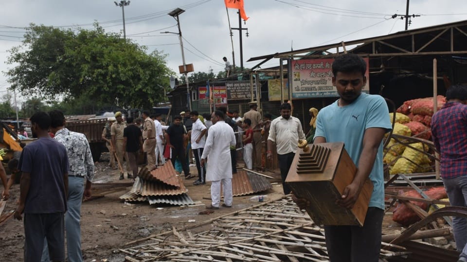 Bulldozer Action in Moradabad Mandi Over 100 Illegal Structures Demolished Amid Protest and Chaos