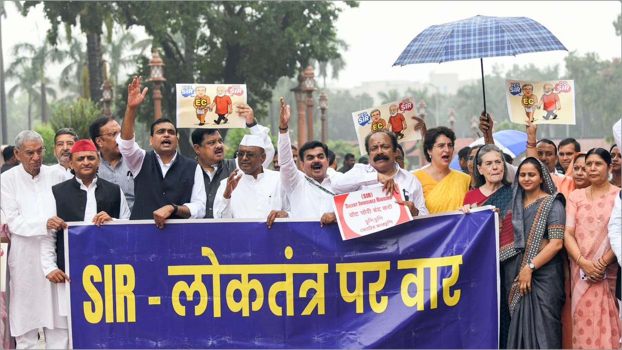 INDIA bloc march from Parliament to Election Commission Delhi Police no permission has been sought