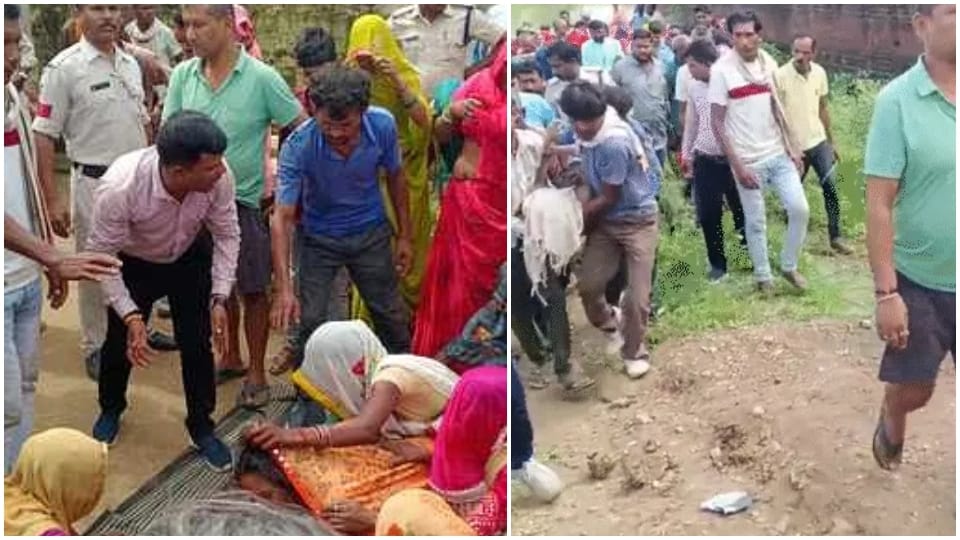 युवक की मौत पर रोते-बिलखते परिजन।